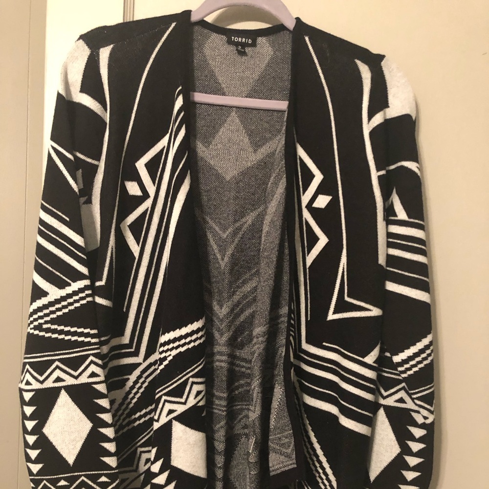 Black and white tribal cardigan